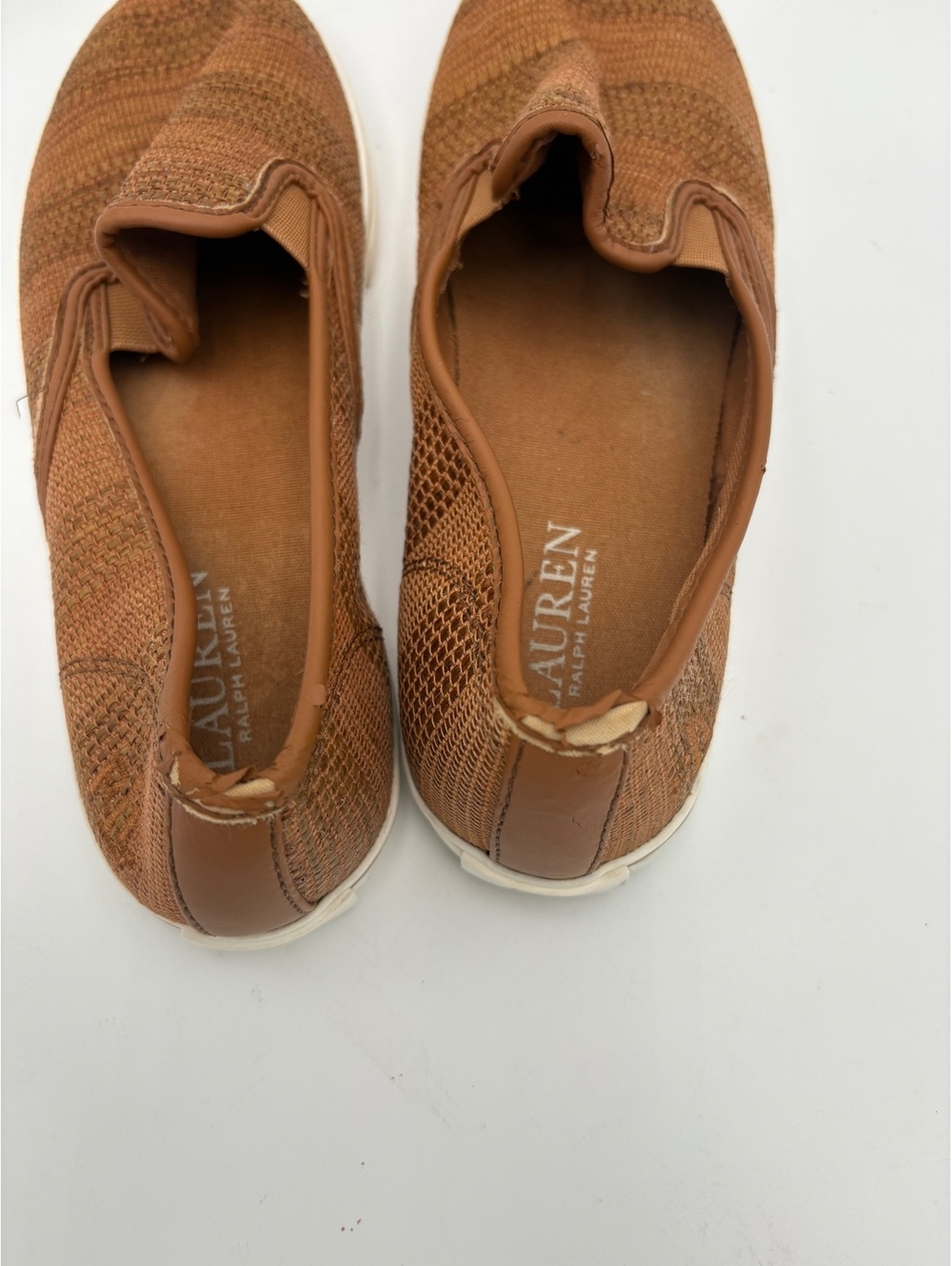 RLL Lauren Ralph Lauren Janis Woman’s 8 Brown Woven Slip-On Shoes - Picture 6 of 8